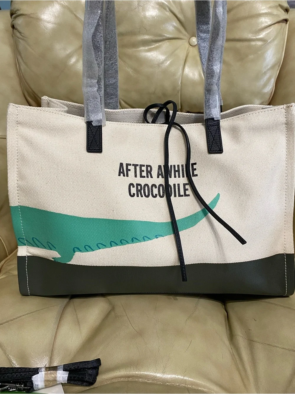 RARE Kate Spade Swamped See You Later Alligator Large Tote Canvas
